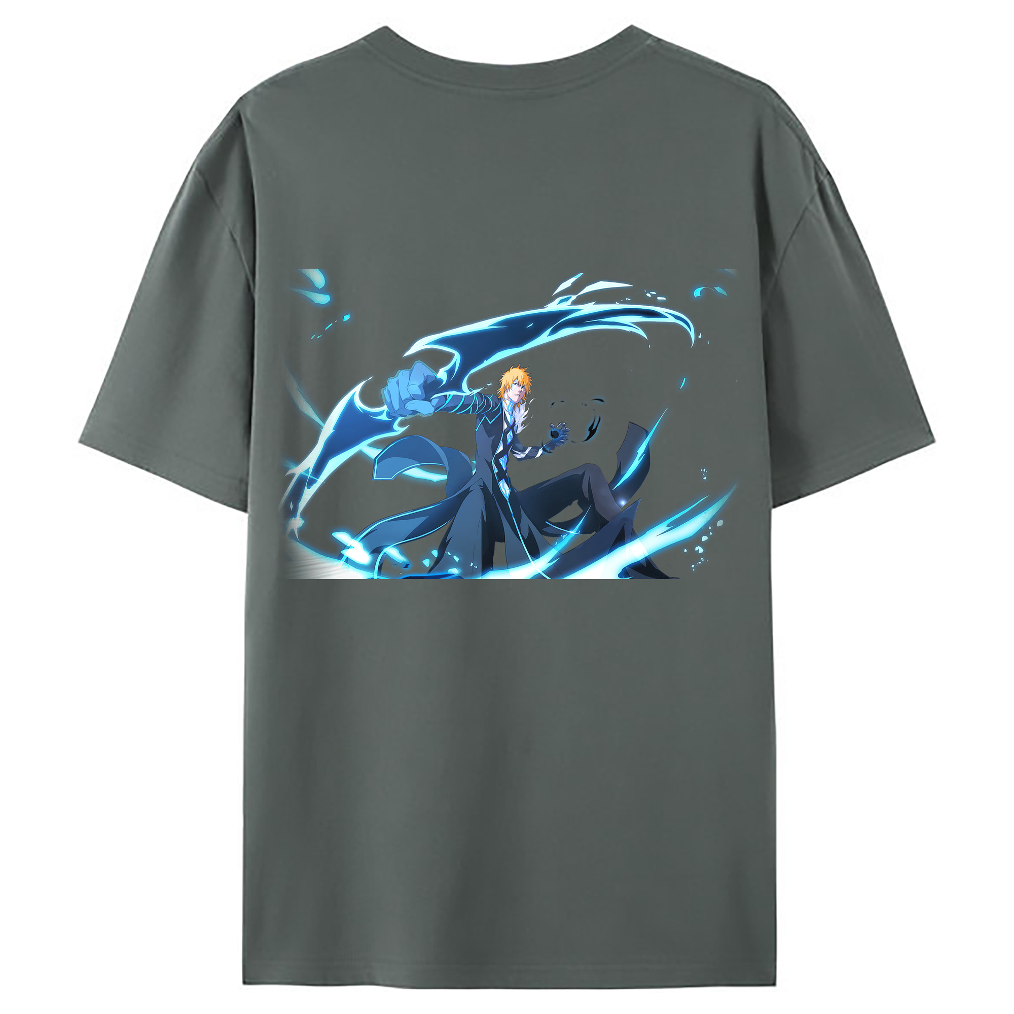 （画像用） ブリーチ 黒崎一護（くろさき いちご）BLEACH Kurosaki Ichigo 綿100％ メンズ半袖Tシャツ（バックプリント） 通気性